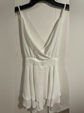 White Spaghetti Strap Chiffon Mini Dress